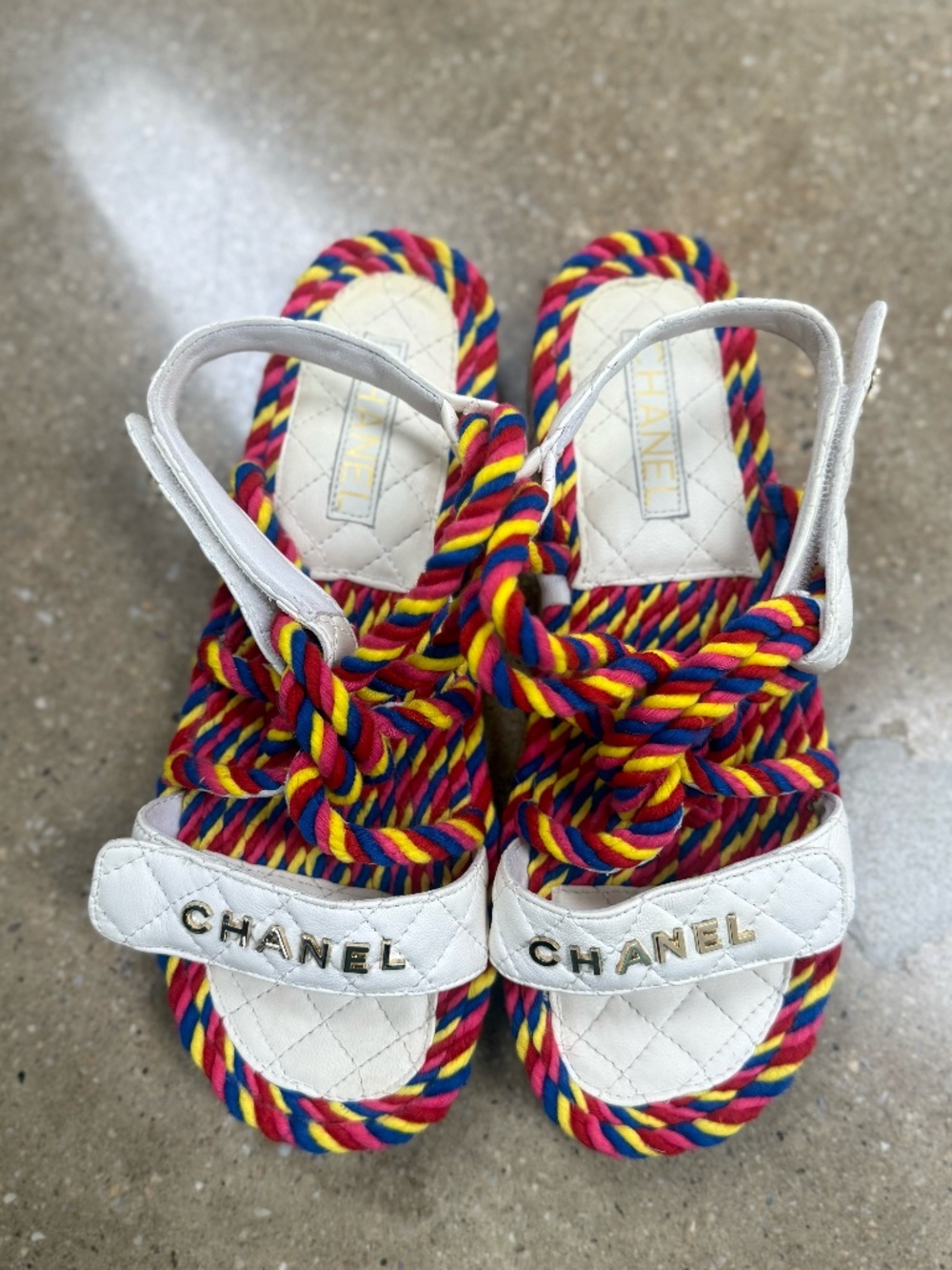 🌈✨CHANEL Rainbow Rope Sandals – Size 40 🌈✨